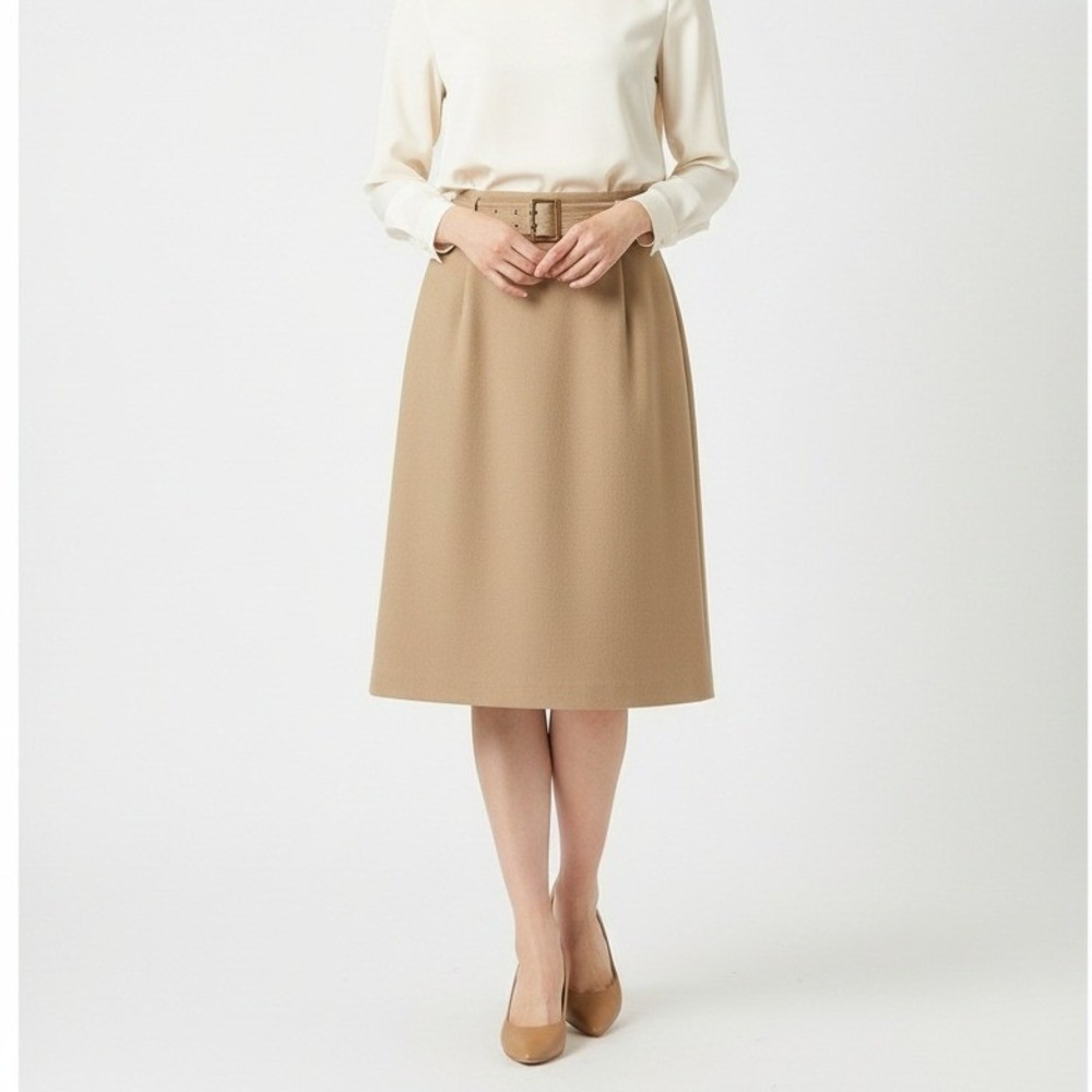 Talbots Womens Belted A-Line Skirt Tan Camel Italian Wool Professional Size 12